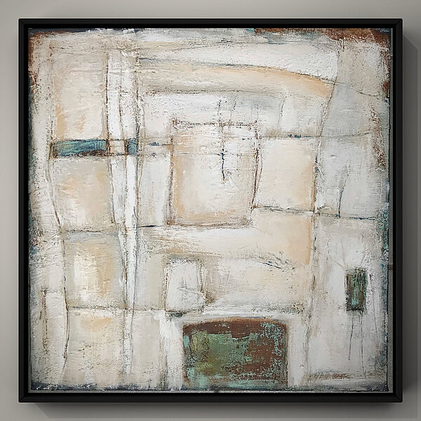 abstrakte Malerei auf Leinwand, Mixed Media, Acryl, Rost
