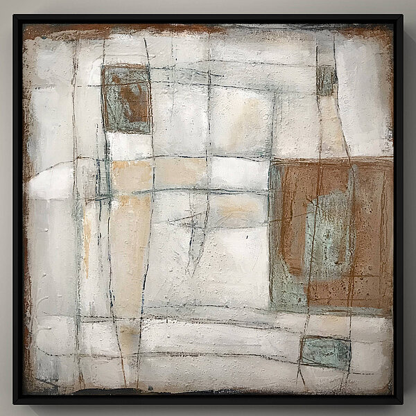 abstrakte Malerei auf Leinwand, Mixed Media, Acryl, Rost