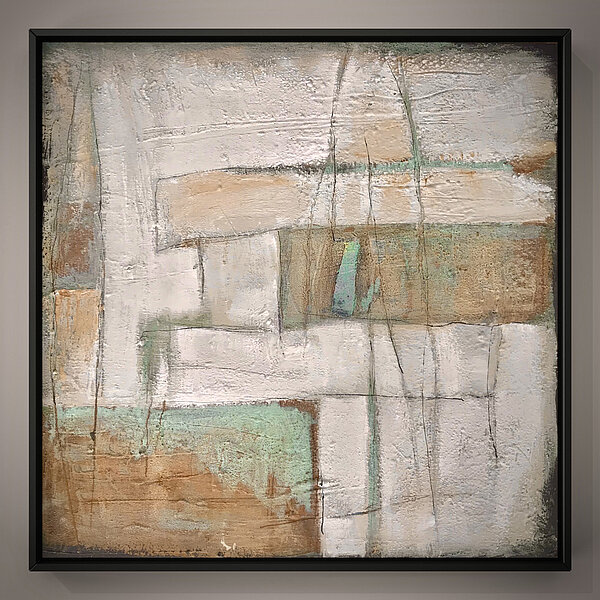 abstrakte Malerei auf Leinwand, Mixed Media, Acryl, Rost