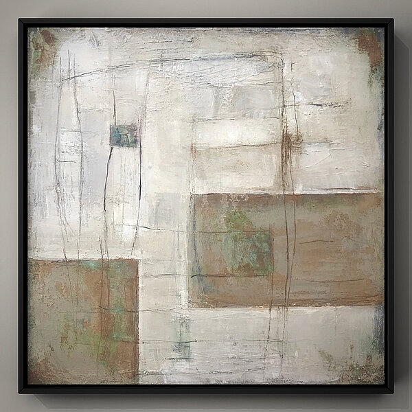 abstrakte Malerei auf Leinwand, Mixed Media, Acryl, Rost