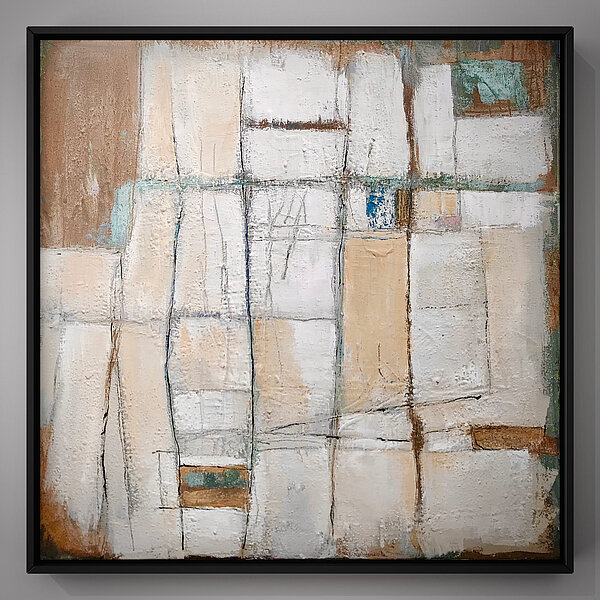 abstrakte Malerei auf Leinwand, Mixed Media, Acryl, Rost